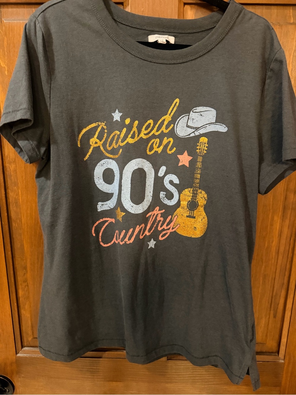 Raised on 90's Country Graphic Kids Tee - Dark Gray